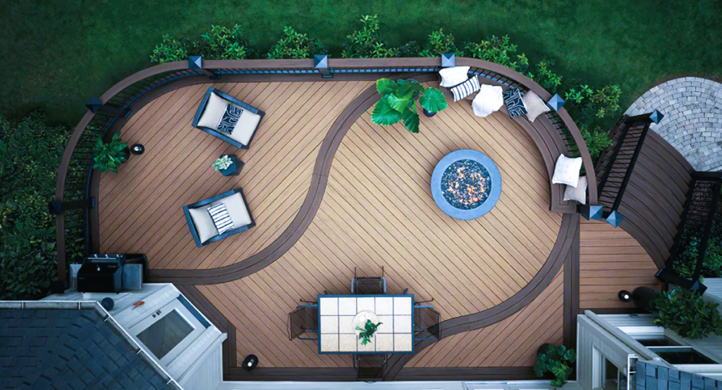 Outdoor deck made of TimberTech decking composite decking in the Chicago suburbs.